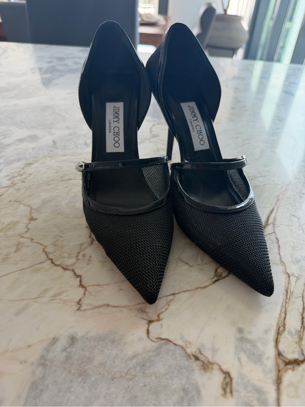Jimmy Choo Black Pointed Mary Jane Heels